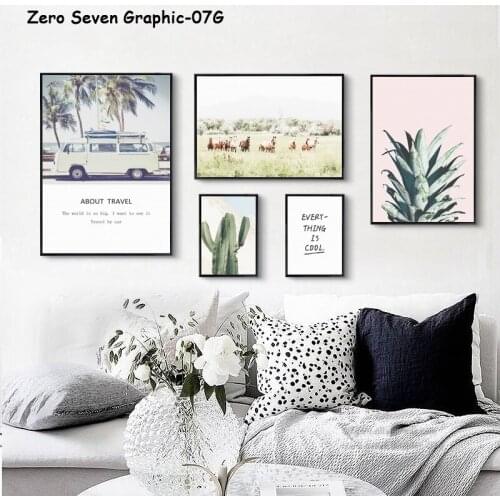 Nordic Green Tropical Plants Car Animal Landscape Canvas Painting Print Picture Poster Wall Art Living Room Bedroom Home Decor
