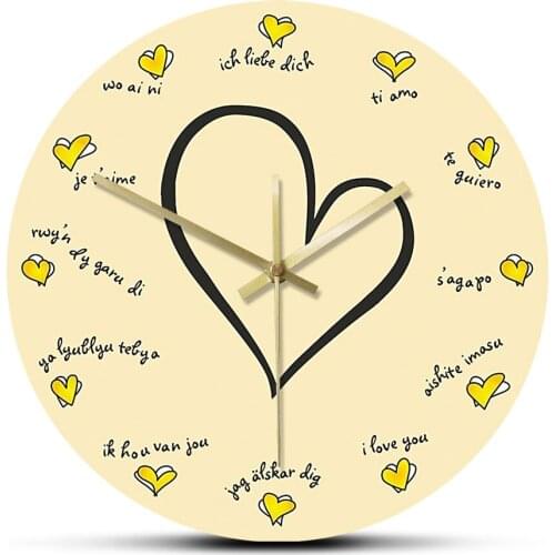 Modern Design Wall Clocks I Love You In 12 Different Languages Charming Silent Loving You Art Decorative Wall Watches Romantic