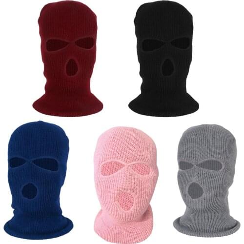 Unisex 3 Hole Balaclava Knit Knitted Full Face Ski Cover Beanie Hat
