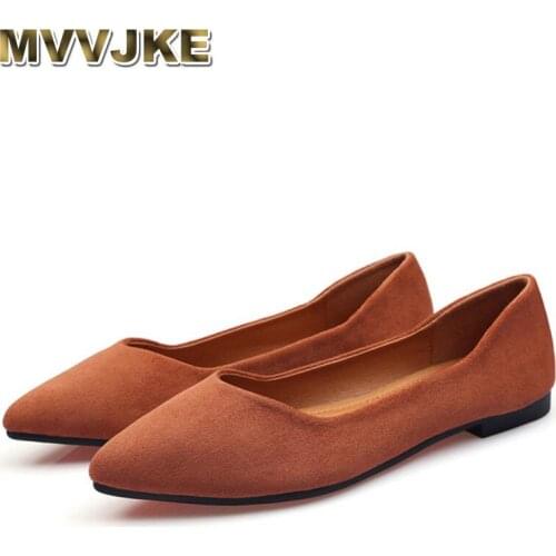MVVJKESoft pink suede leather flat shoes woman small pointed silk knot mules socofy moccasin spring / autumn shallow mouth balle
