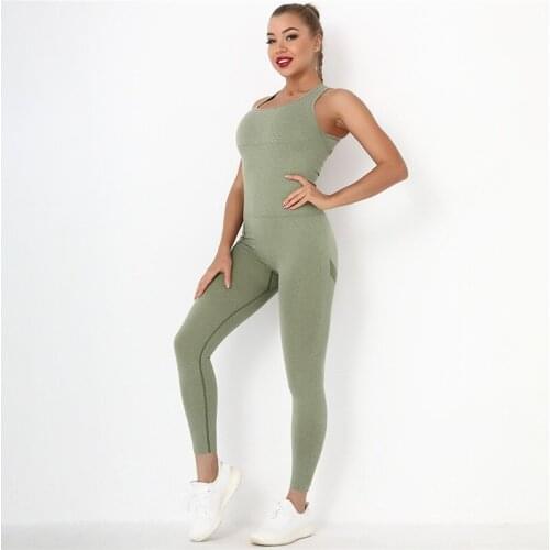 BlackArachnia Women Seamless Gym Sets Sleeveless Clothing With Padded Back Strap Cross Sport sets Yoga Jumpsuit Fitness Rompers