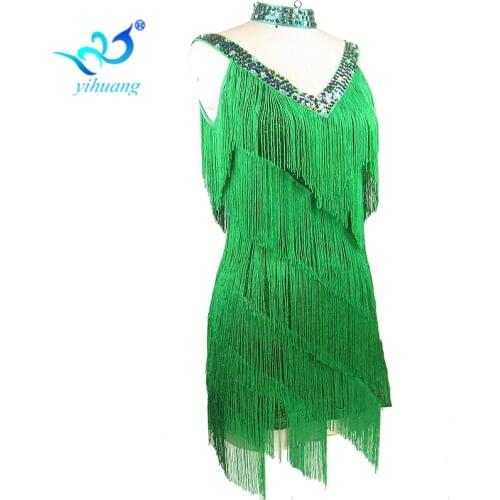 Free Shipping 1920s Flapper Tassel Dress Women Charleston Party Costumes for Latin Dance Dress Salsa Tango Ballroom Performance