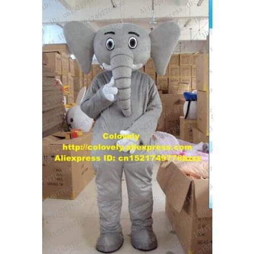 Lively Grey Elephish Elephant Elephould Like Adult Mascot Costume Mascotte With Big Long Nose White Ivory No.484 Free Shipping