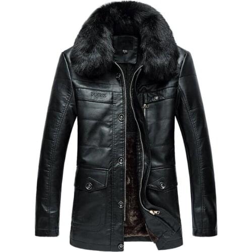 Winter thicken warm leather jacket men jaqueta de couro masculino motoqueiro chaqueta hombre mens single-breasted coats black