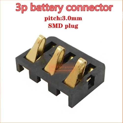 10pcs 3pin 3p SMD Inner battery connector pitch 3.0mm Holder Clip Contact replacement for mobile phones common use high quality