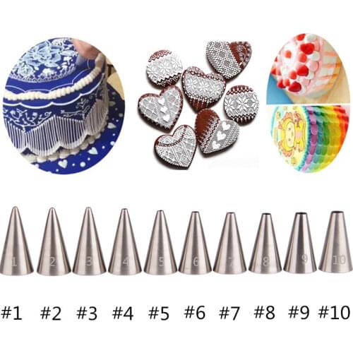 10PCS Icing nozzles Piping Cream Decorating Tips Set Pastry stainless Steel Cake Tools Bakeware