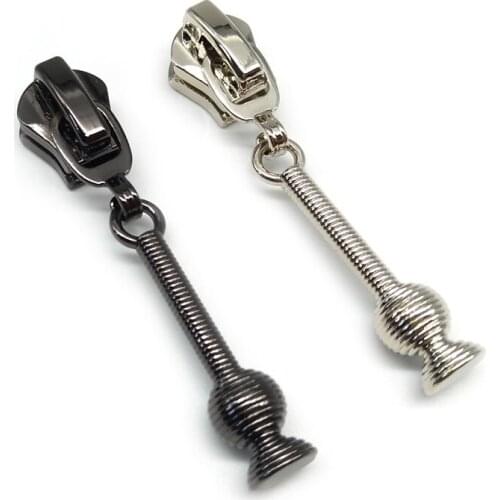 20pcs/lot, High Quality Electroplating 5# Zipper Sliders with Exquisite Candlestick Shape Zipper Pulls, Fashion Zip Repair Kit