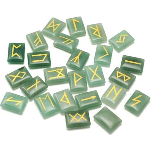 25Pcs Reiki Healing Crystals Divination Tumbled Energy Stones Natural Rose Quartzs Stone Viking Runes Amulet Set Gift Wholesale