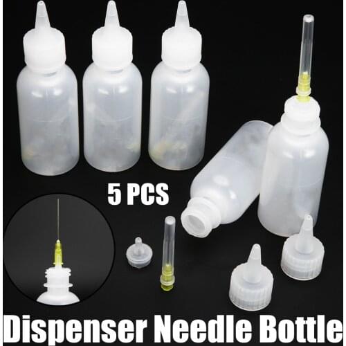 5pcs/lot 50ml Plastic Clear Liquid Bottle with Needles Squeeze Transparent Refillable Bottles Solder Flux Bottle 115*35*35mm