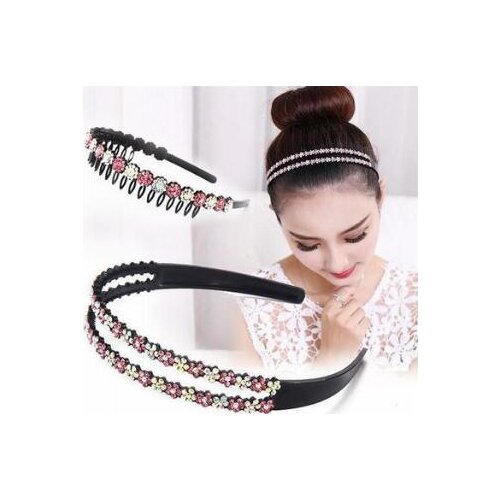 60pcs/lot DIY Multi Simple Double Row Plum Blossom Headband Drill Wide Head Bands Hair Styling Tools Accessory HA923