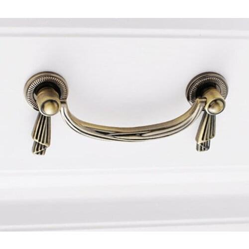 64mm 96mm American retro style drop Activity handle antique bronze drawer cabinet pull knob bronze vintage furniture door handle