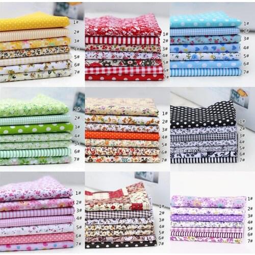 7pcs/set 25cmx25cm Square Cotton Fabric Printed Cloth Sewing Quilting Fabrics for Patchwork Needlework DIY Handmade Material