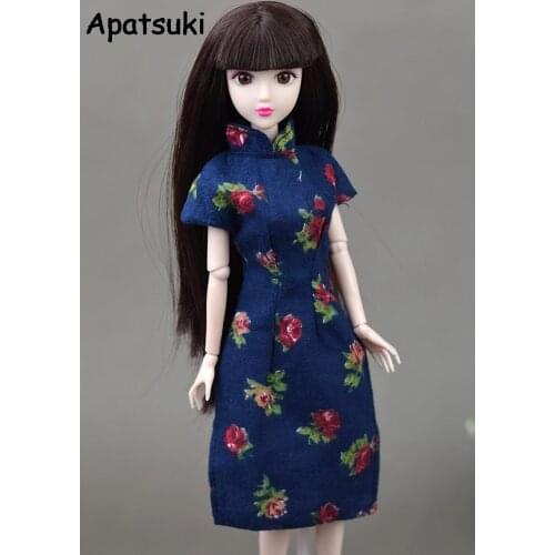 Doll Accessories Dress Clothes For Barbie Cheongsam Chinese Traditional Dress Vestido Flower Qipao Unique Evening Dresses