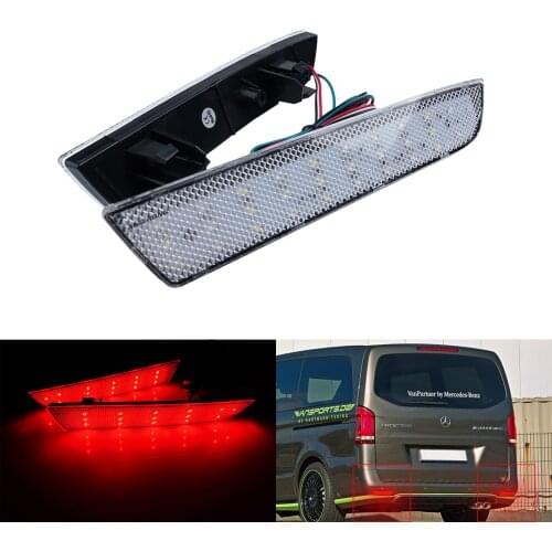 ANGRONG Clear Lens LED Rear Bumper Reflector Tail Brake Light For MB Vito V-Class W447 14-up