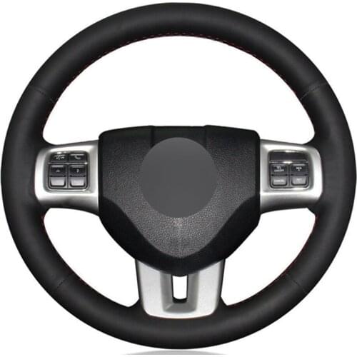 Car Steering Wheel Cover Hand-stitched Black Genuine Leather For Dodge Grand Caravan Journey Avenger Durango