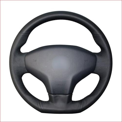 Black PU Faux Leather Car Steering Wheel Cover for Citroen Elysee C-Elysee 2014-2019 New Elysee Peugeot 301 2013-2019