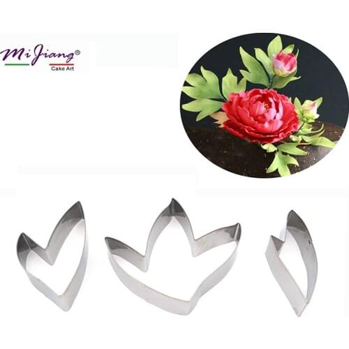 Stainless Steel Peony Flower Leaves Petal Cake Cutter Slicers DIY Biscuit Mould Fondant Cake Decorating Tools Cookie Molds A612