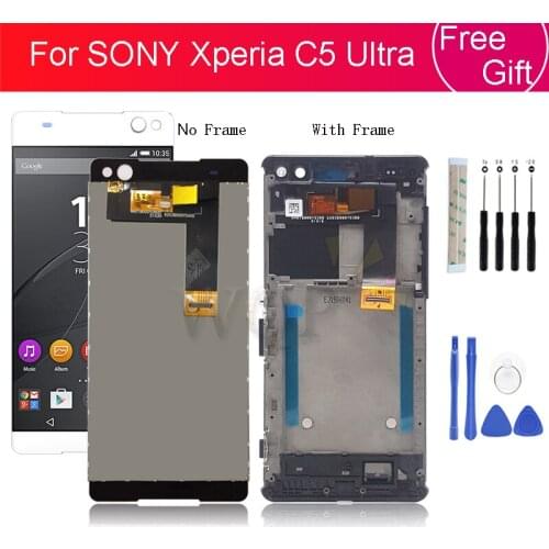 For SONY Xperia C5 LCD Touch Screen Digitizer assembly with frame C5 Ultra Screen E5506 E5533 E5563 E5553 replacement