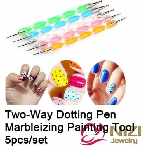 Two-Way Dotting Pen 5pcs/set 5 Colors Professional Dotting Marbleizing Painting Pen Tool Nail Art Dotting Tool Nail Care