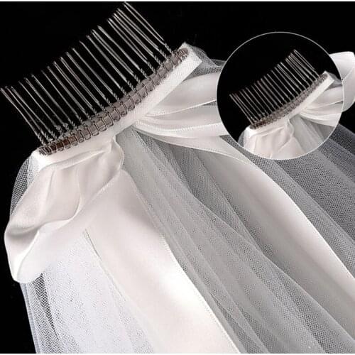 2 Tier Wedding Veil with Comb for Kids Cut Edges Tulle Veil for Flower Girl Short Length Girls Communion Headwear