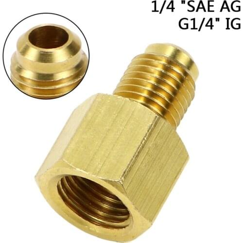 Nitrogen Regulator Adapter Fittings Brass Support 1/4'' SAE AG Male Head To G1/4'' IG Female Head For Air Conditioner