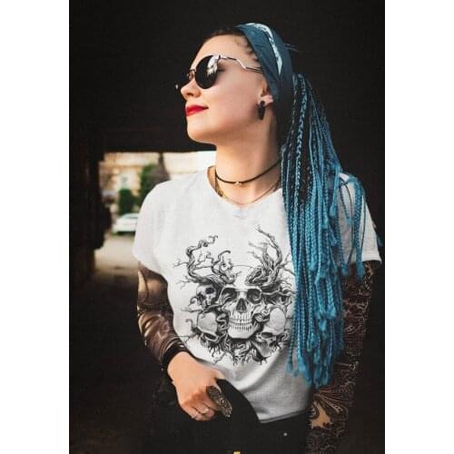 Witchy Gothic Skull T-shirt women 100% Cotton funny tumblr casual street style graphic grunge Fashion unisex tee top fit tshirt