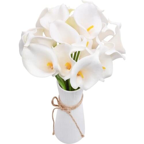 10pcs PU Artificial Flower Calla Lily Bouquet Fake Flowers Bunch for Wedding Bridal Decoration Party Supplie Table Home Flower
