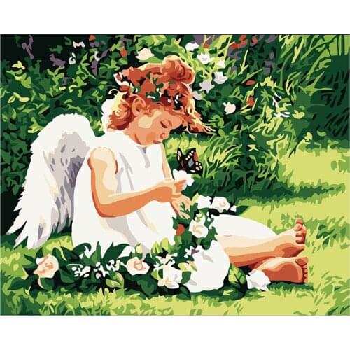 Painting By Number Girl DIY Pictures By Numbers Angel Drawing On Canvas Hand Painted Paintings Art Home Decoration