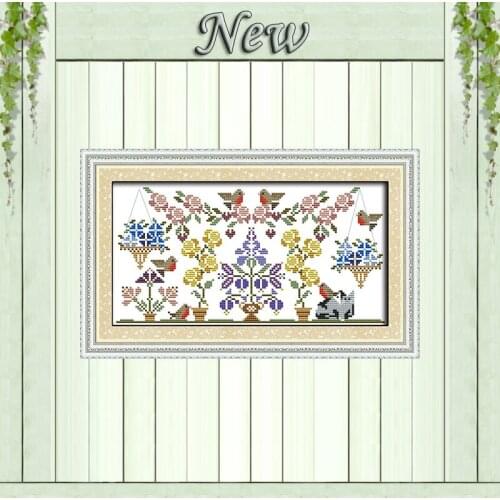 Flowers fruit and birds diy painting counted printed on canvas DMC 11CT 14CT kits Chinese Cross Stitch embroidery needlework Set