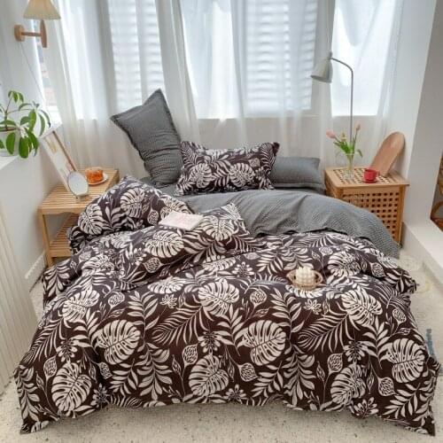 American Style Bedding Set,Duvet Cover 200x230 Pillowcase 3Pcs,150x200 Quilt Cover,Leaf Pattern King Size Blanket Cover