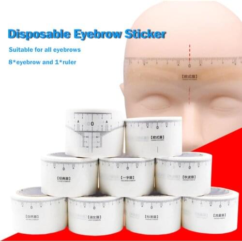 50pcs Permanent Makeup Eyebrow Disposable Accurate Ruler Microblading Shaping Tools Tattoos Measure Stickers Trend Eyebrow