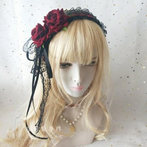 Lolita Gothic Dark Sweet Japanese-style Loli C Lace Cross Hair Bands Lolita Headdress K