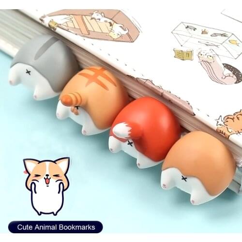 Cute Cartoon Cat Fox Hamster Dog Ass Bookmarks Novelty Book Reading Item Creative Gift for Kids Children Stationery