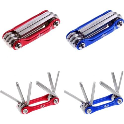6 in 1 Multifunction Bicycle Bike Mechanic Repair Tool Kit Compact Folding Cycling Emergency Repair Tools Set