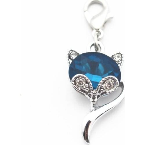 Newest 10pcs/lot Alloy cat Dangle Charms birthstone charms Crystal Lobster Clasp Pendant Hanging For Bracelet Charm Necklace