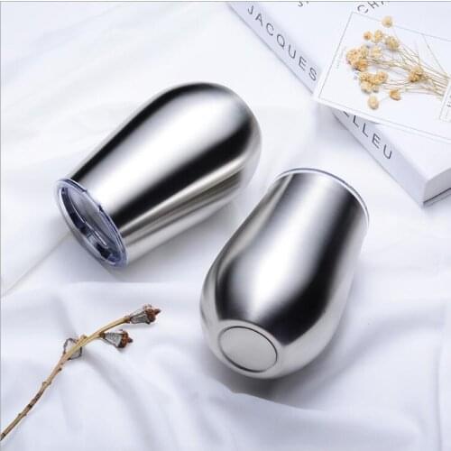 Wholesale 12oz Stainless Steel Stemless Insulated Thermos Mug Vacuum Thermos Cup Mug Swig Tumber OZ Egg Shaped cup Wine beer mug