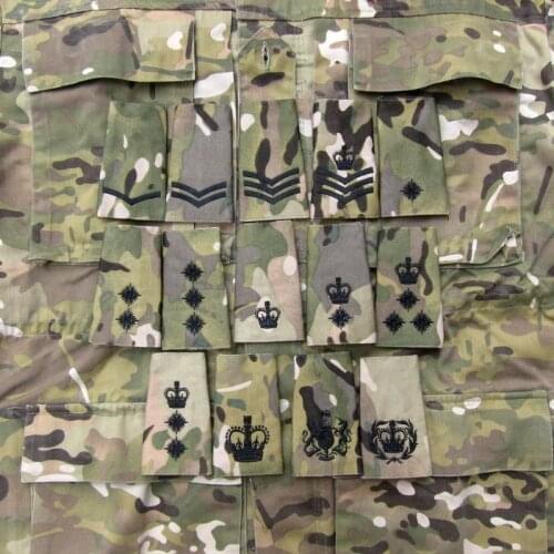Patch British Army Embroidery Multicam MTP Black Rank Slides Morale Military Tactics