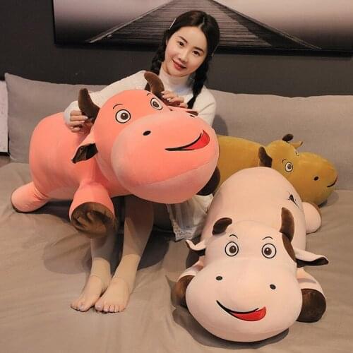 New Style 60-100CM Funny Fat Dream Cattle Plush Toys Stuffed Animal Cow Doll Baby Kids Appease Pillow Gift For Girlfriend