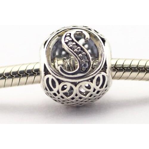 Fits Brand Bracelets Beads for Jewelry Making DIY Sterling-Silver-JEWELRY Vintage S Bead Clear CZ Charms Kralen