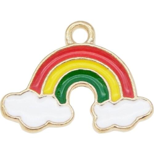 5pcs New Alloy Enamel Rainbow Charms Colorful Pendant For Bracelet Earrings Making Accessory Jewelry Crafts DIY Findings