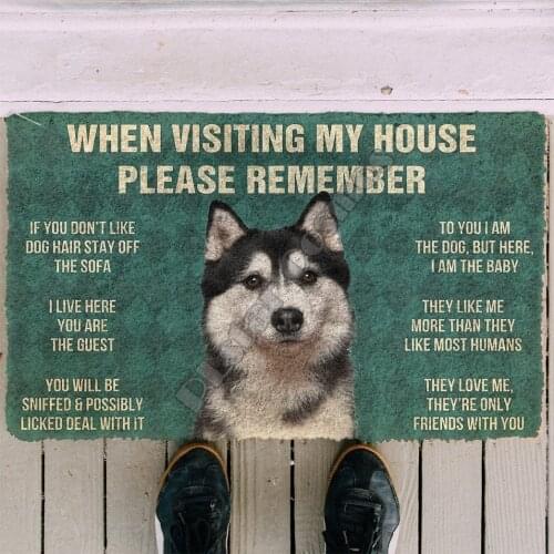 Please Remember Husky Dogs House Rules Doormat Indoor Doormat Non Slip Door Floor Mats Decor Porch Doormat