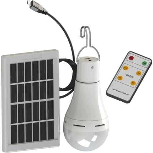 LED Solar Remote Control Light Solar Bulb Lamp Indoor Waterproof Panel Emergency Plastic Bulb Hook Tent Lantern Outdoor