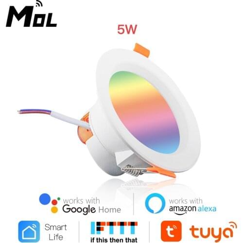 LED Downlight WiFi Smart APP Dimming Round Spot Light 5W RGB Color Changing Warm Cool light Work with Alexa Google Home