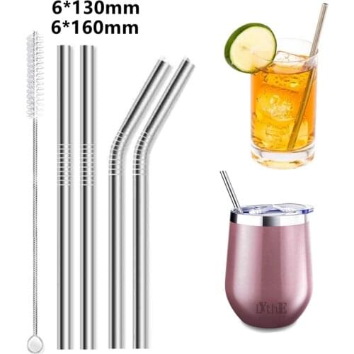 4pcs Short Metal Straws 304 Stainless Steel Straws Eco Reusable Drinking Straws for Kids Drinkware Bar Cocktail Glasses Cup