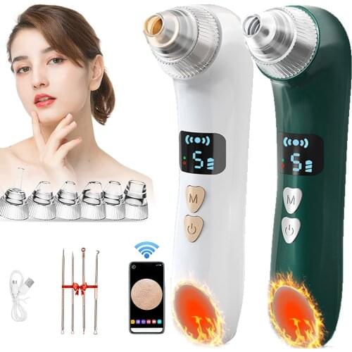 Visual Blackhead Remover Vacuum Pore Cleaner Acne Remover Electric Heating Nose Face Deep Cleansing WIFI Microscope Camera