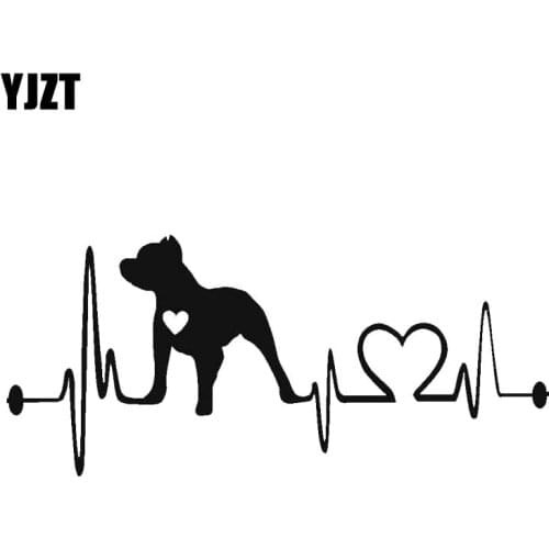 YJZT 19CM*8.5CM Pitbull Heartbeat Lifeline Car Decoration Vinyl Decal Black/Silver C2-3143