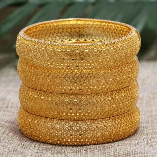 Top national style Gold Color bangles For Women 24k gold filled gold woman wedding bracelet 1-4pcs