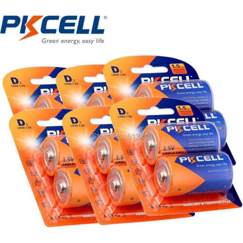 12Pcs(2Pc/Card) 1.5V AM-1 LR20 MN1300 D Alkaline single use Battery Superior to R20 UM1 D Batteries