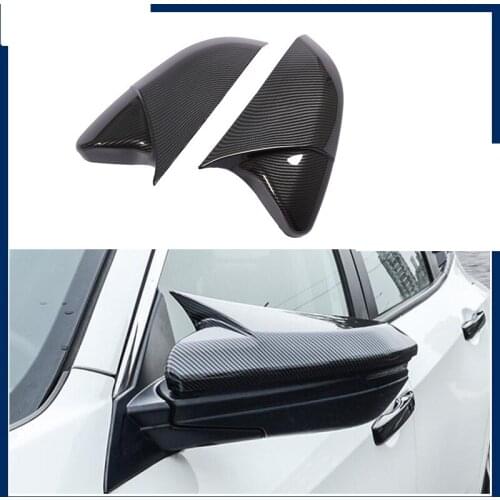 2pcs carbon fibre Rear View Mirror Cover For Honda Civic 10th Gen 2016-2020 OX Horn Shell Rearview Cover car accessories