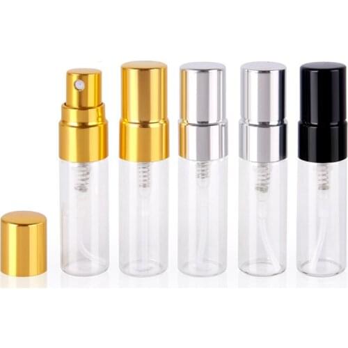 200 x 3ml Clear Glass Perfume Bottle with Alumite Mist Spray Pump Mini Cosmetic Sample Jar Tube